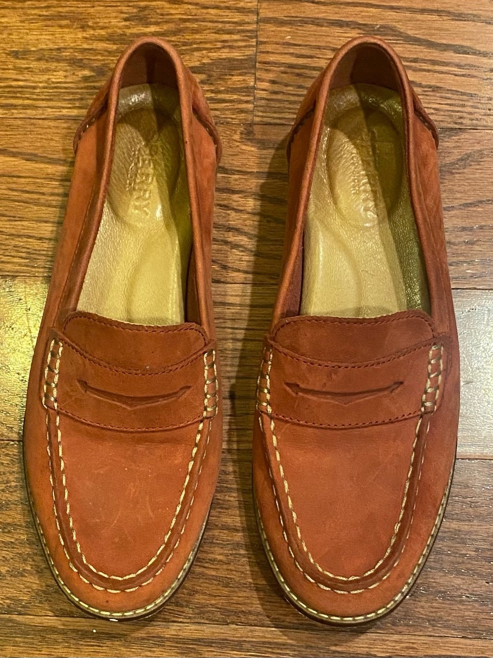 Sperry Seaport Penny Loafers Sz 7 Red Leather Cushioned Insole - Picture 4 of 7